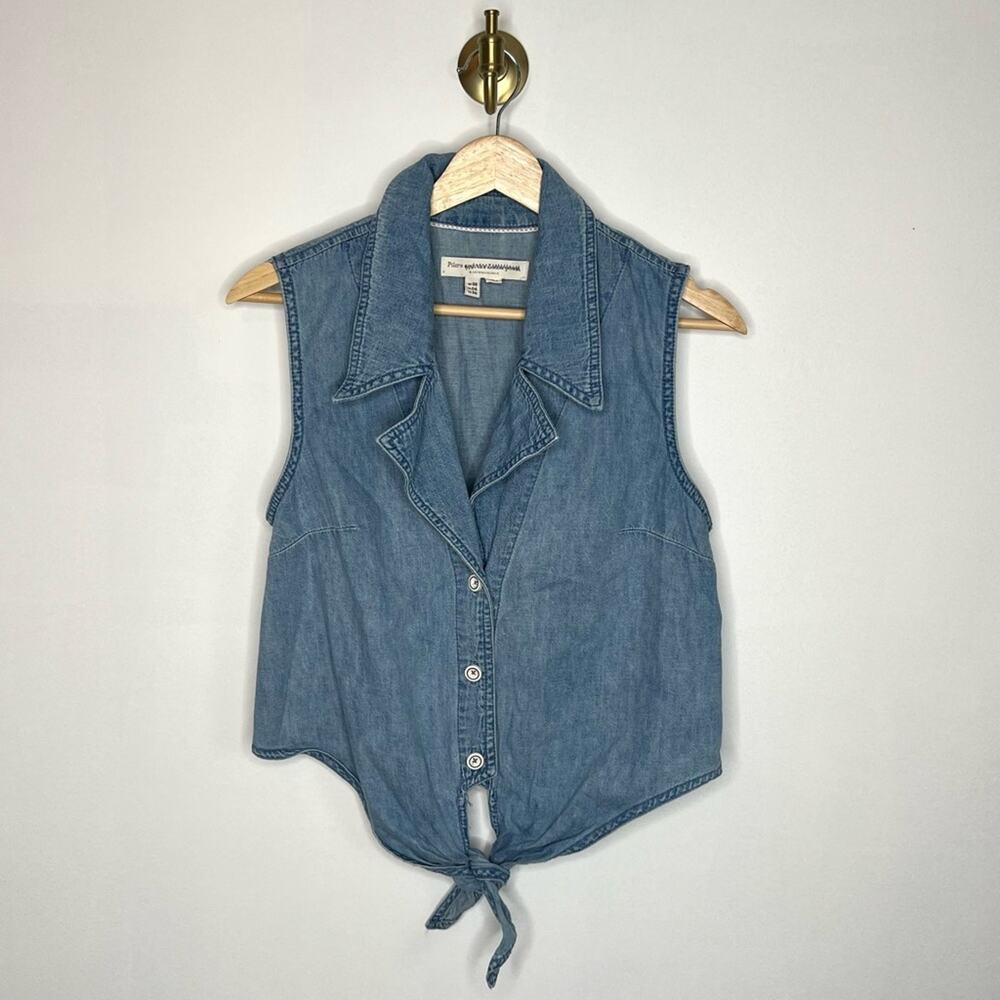 Anthropologie Pilcro Chambray Tie Front Top